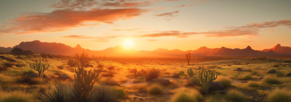 sunset in the desert panorama