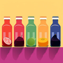 modern pop art glass bottles for advertising, illustration, generative ai