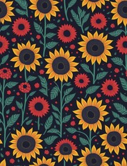 flower, sunflowers pattern  seamless floral summer