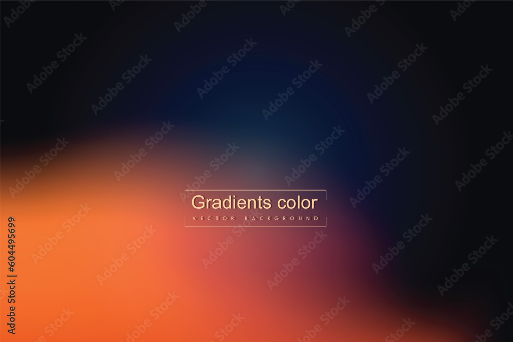 Poster orange and dark blue gradient smooth abstract background. vector horizontal template for digital lan