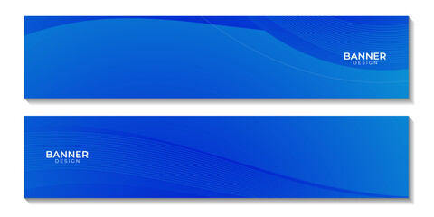 a set of banners with abstract blue wave gradient background
