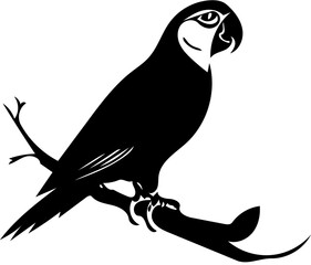 illustration of a parrot sitting on a branch | Silhouette of a parrot Mascot logo tattoo black svg