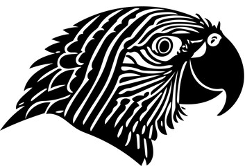 Parrot head vector illustration | Silhouette of a parrot head | Parrot head tattoo Mascot logo 