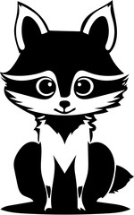 A very cute raccoon icon vector illustration | adorable raccoon black and white Silhouette svg