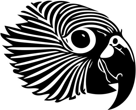 black and white parrot head vector illustration | Silhouette of a parrot face artwork mosaic svg