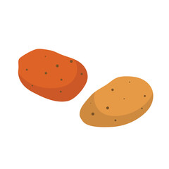 Vector product icon vegetable white potato. Light tubers of potatoes of different shapes and sizes. Potato illustration in flat minimalism style.