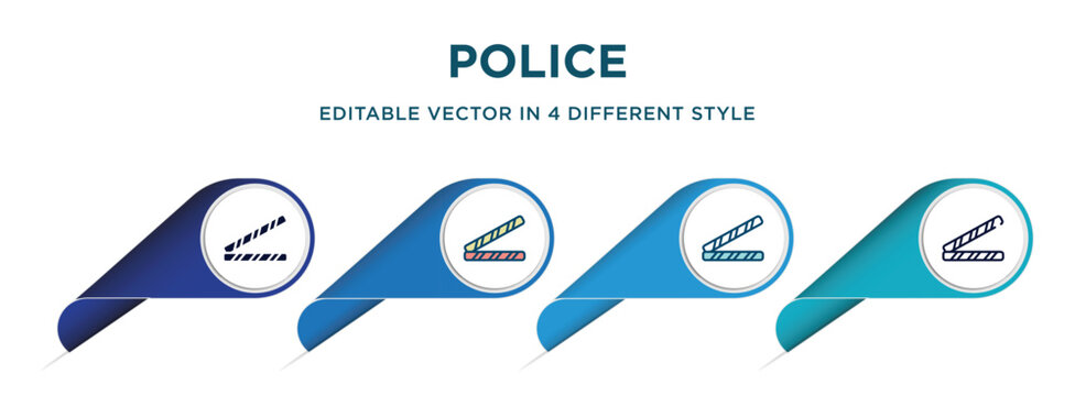 police icon in 4 different styles such as filled, color, glyph, colorful, lineal color. set of vector for web, mobile, ui
