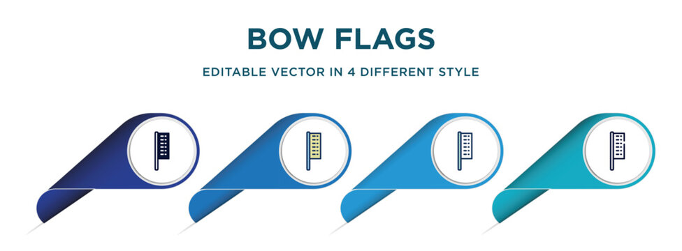 bow flags icon in 4 different styles such as filled, color, glyph, colorful, lineal color. set of vector for web, mobile, ui