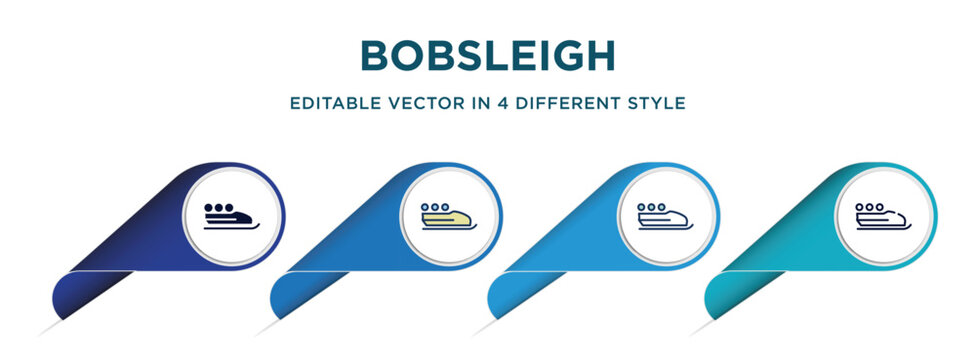 bobsleigh icon in 4 different styles such as filled, color, glyph, colorful, lineal color. set of vector for web, mobile, ui