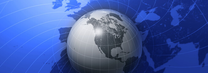 World map banner concept. Detailed flat map of continents. 3d rendering