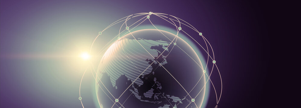 Globalization and communication concept. Earth and luminous rays. 3d rendering