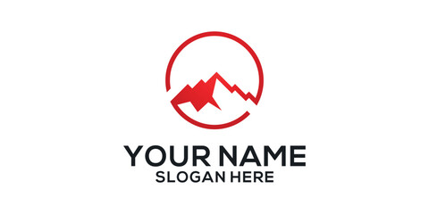 Mountain peak summit logo design. Outdoor hiking adventure