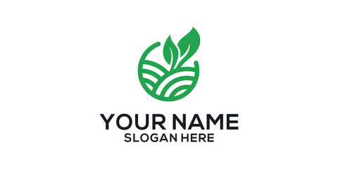 Green Nature Agriculture Logo Design Template