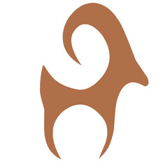 Stylised real kazakh petroglyphs of animals and hunters with pattern