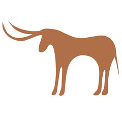 Stylised real kazakh petroglyphs of animals and hunters with pattern