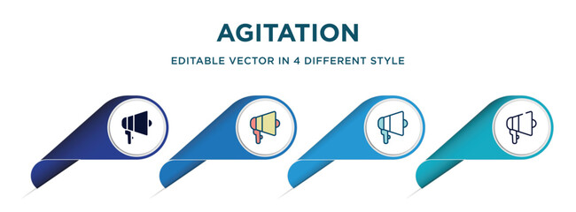 agitation icon in 4 different styles such as filled, color, glyph, colorful, lineal color. set of vector for web, mobile, ui