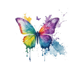 rainbow butterfly on white background