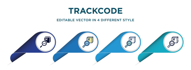 trackcode icon in 4 different styles such as filled, color, glyph, colorful, lineal color. set of vector for web, mobile, ui