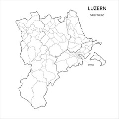 Vector Map of the Canton of Lucerne (Luzern) with Administrative Borders of Districts (Wahlkreise), Municipalities (Gemeinde) and the Urban Districts and Quarters of Lucerne as of 2023 - Switzerland