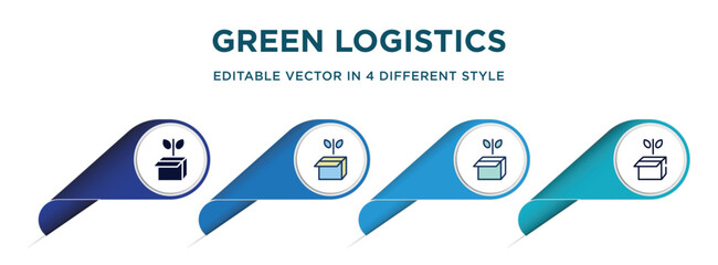 green logistics icon in 4 different styles such as filled, color, glyph, colorful, lineal color. set of vector for web, mobile, ui