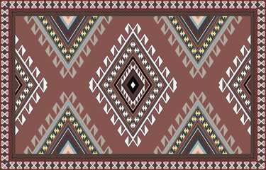 Colorful ornamental vector design for rug, tapis, yoga mat. Geometric ethnic clipart. Arabian...