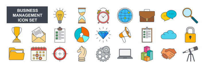 business management elements set icon symbol template for graphic and web design collection logo vector illustration