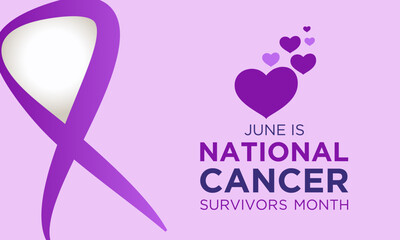 National cancer survivors month is observed every year in june. June is national cancer survivors month. Vector template for banner, greeting card, poster with background. Vector illustration.