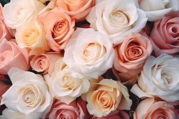 A background photo of Pink and White Roses, Generative AI