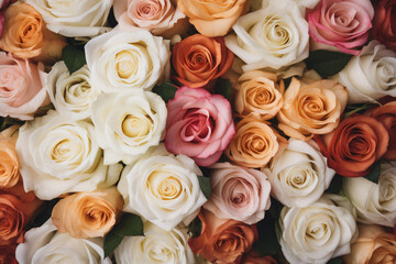 Obraz na płótnie Canvas A background photo of Pink and White Roses, Generative AI