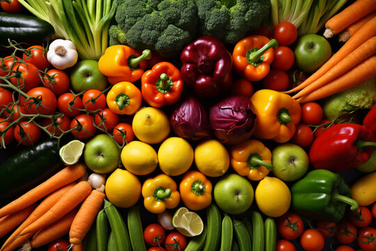 A background photo of vegetables, a healthy diet concept image, Generative AI