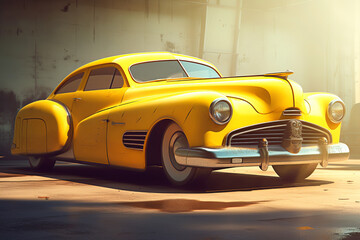 Fototapeta na wymiar vintage yellow car Generative AI 