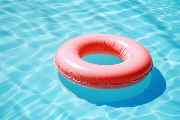 Fototapeta na wymiar Inflatable ring floating in a swimming pool on a summer day, summer vacation concept image, Generative AI