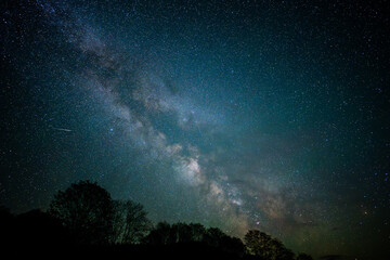 Fototapeta na wymiar Dark sky full of stars with the Milky Way. Carpathian Mountains, Poland.