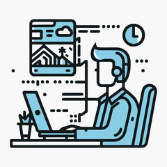 remote worker people working from home, digital nomad, future of work, man, woman working and meeting online