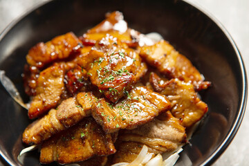 Pork Belly Soy Sauce Rice Bowl