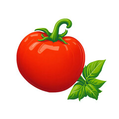 Tomato with green leaves vector style