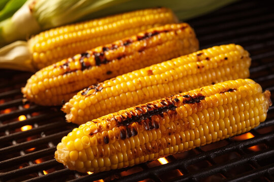 Corn on a Grill, an image of corn, Generative AI