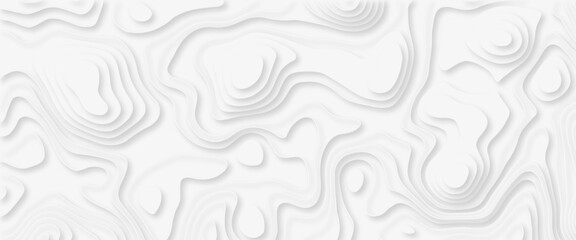 White paper cut background. Abstract realistic papercut decoration textured with wavy layers. Topography map concept. Vector illustration