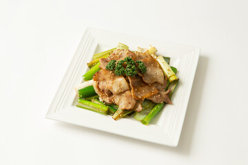 Grilled pork belly with green onion