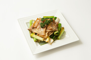 Grilled pork belly with green onion