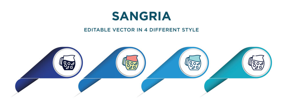 sangria icon in 4 different styles such as filled, color, glyph, colorful, lineal color. set of vector for web, mobile, ui