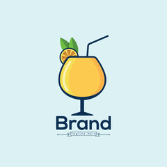 Obraz premium Best Creative Glass Of Orange Juice Vector Mimosa Logo With A Straw And A Straw. Vector Clip Art Juice And Wine Drink Design With Premium Modern Logo Template