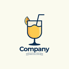 A Logo For A Company Called The Company Brand Logo Template. Mimosa Drink Vector Logo Design. Vector Clip Art Juice Design With Premium Modern Logo Template.