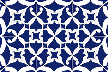 seamless pattern with white shapes and blue background