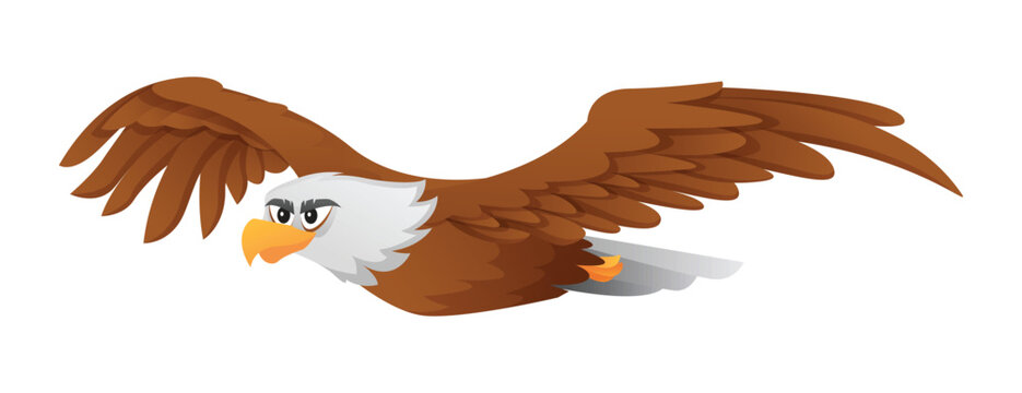 Cartoon eagle flying illustration isolated on white background