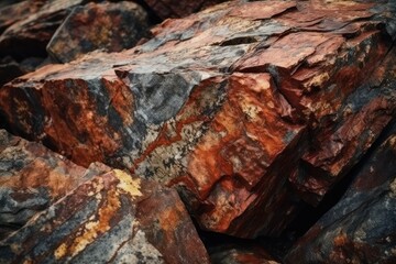 Red granite stone texture background. Close-up of red granite stone., generative Ai