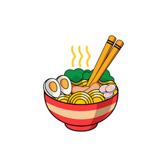 Ramen noodle cute ilustration design vector template