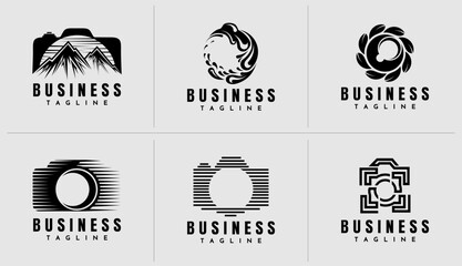 Set of abstract camera photography logo design brand