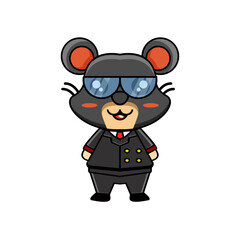 cute vector illustration of a mouse mascot wearing a suit