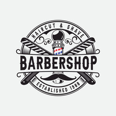 Barber shop logo design with retro vintage style logo